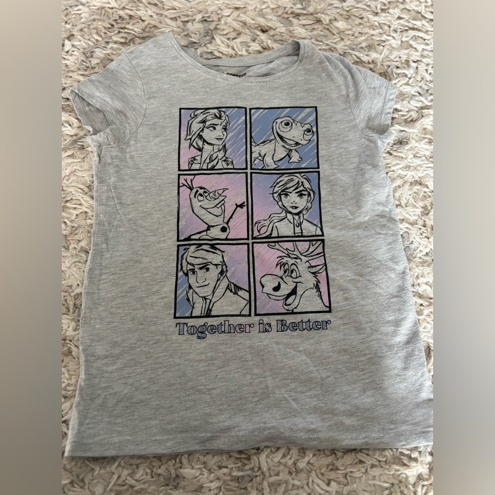 Disney Frozen Gray and Blue Kids T-Shirt sz 7 Jumping Bean